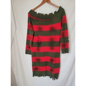 A Nightmare on Elm Street Freddy Krueger Distressed Sweater Dress Costume Top